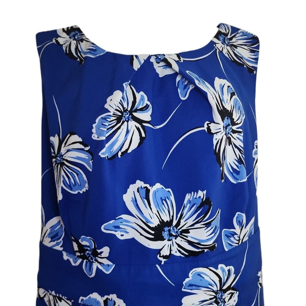 Dressbarn DB Established 1962 Womens Plus Size 18 Blue White Floral Sleeveless - Picture 2 of 9
